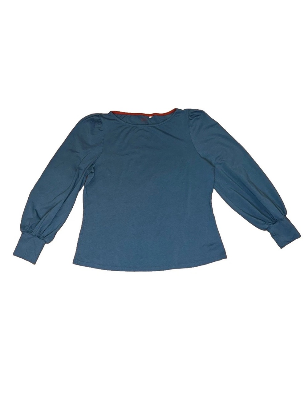 Boden Women’s UK 18 US 14 Blue Solid Knit Round Neck Puff Sleeve Pullover Blouse